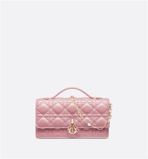 Mini sac Miss Dior Cuir d'agneau Cannage perlé rose Melocoton